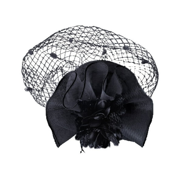Hontri Feather Fascinator Hat Women's Tea Party Headpiece Church Wedding Cocktail Net Veil Hair Clip Accessory ( X01-Black), Hats for Women Fascinators Womens Pillbox Flower