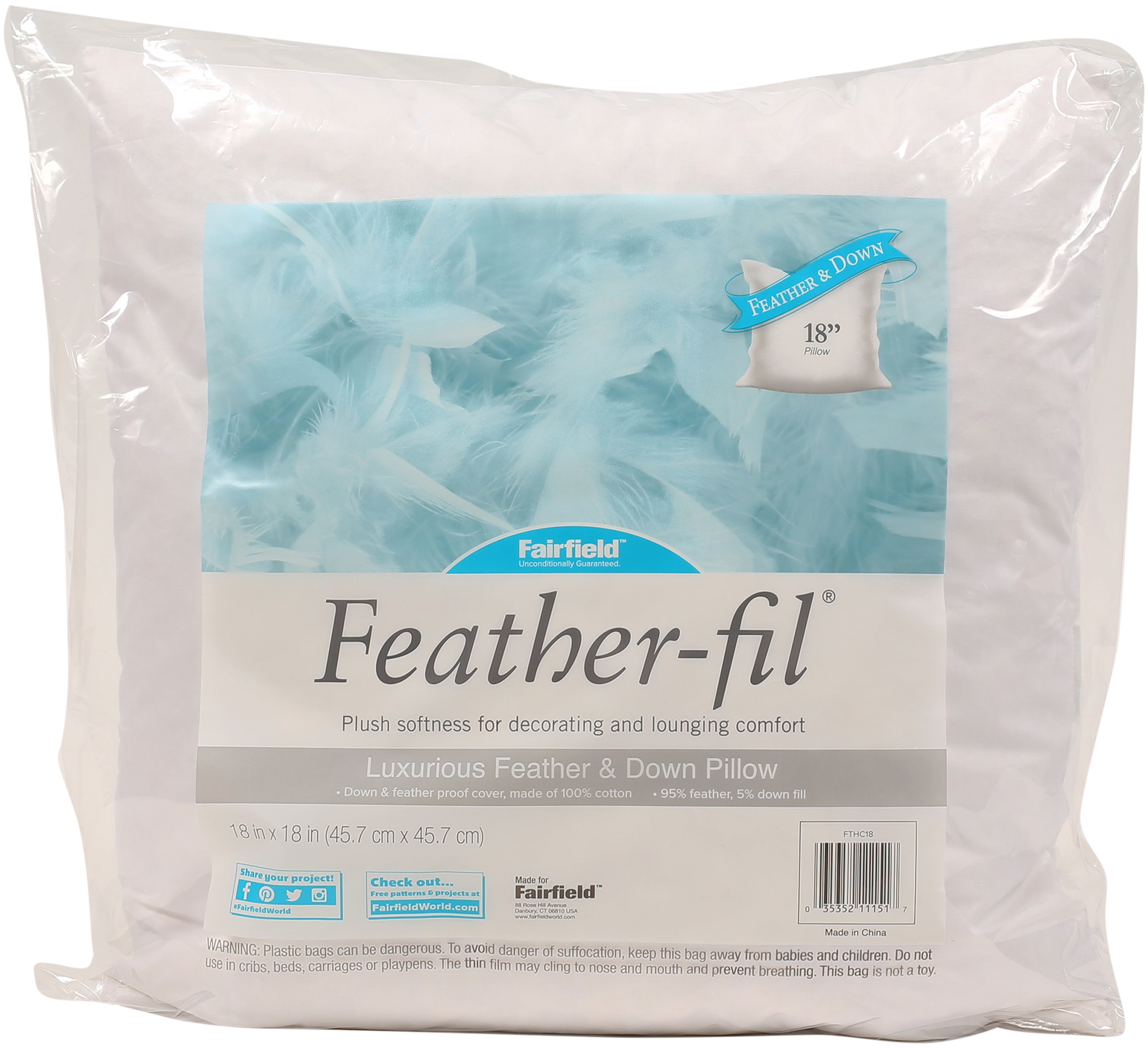 Poly-Fil® Crafter's Choice® Decorative Square Pillow Inserts by Fairfield™,  18 x 18 (Pack of 2) - Walmart.com