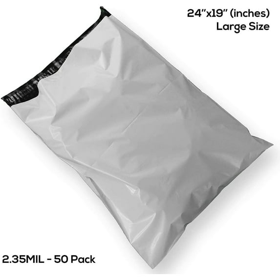 Feather Flag Nation 2.35mil Waterproof Poly Mailers with Privacy Shield, 24" x 19", White/Black