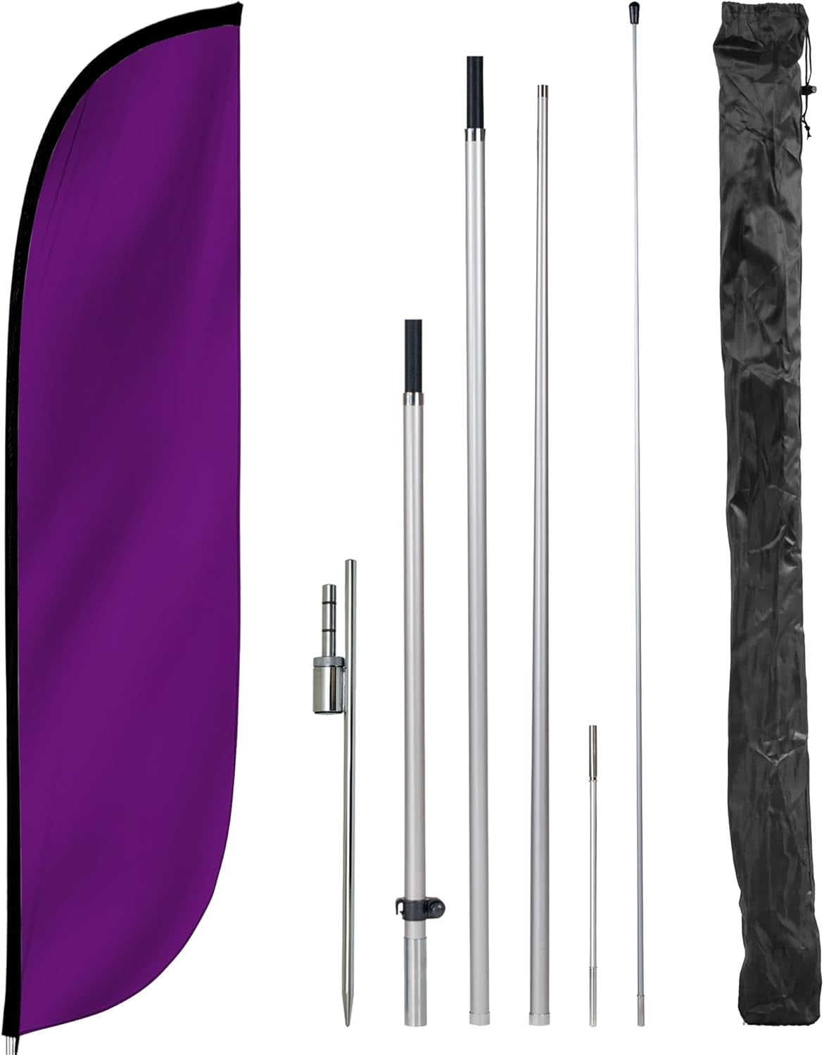 LookOurWay Feather Flag Pole Kit – 7ft Tall Advertising Banner With Fiberglass Poles & Ground Spike | For Business, Real Estate, Events