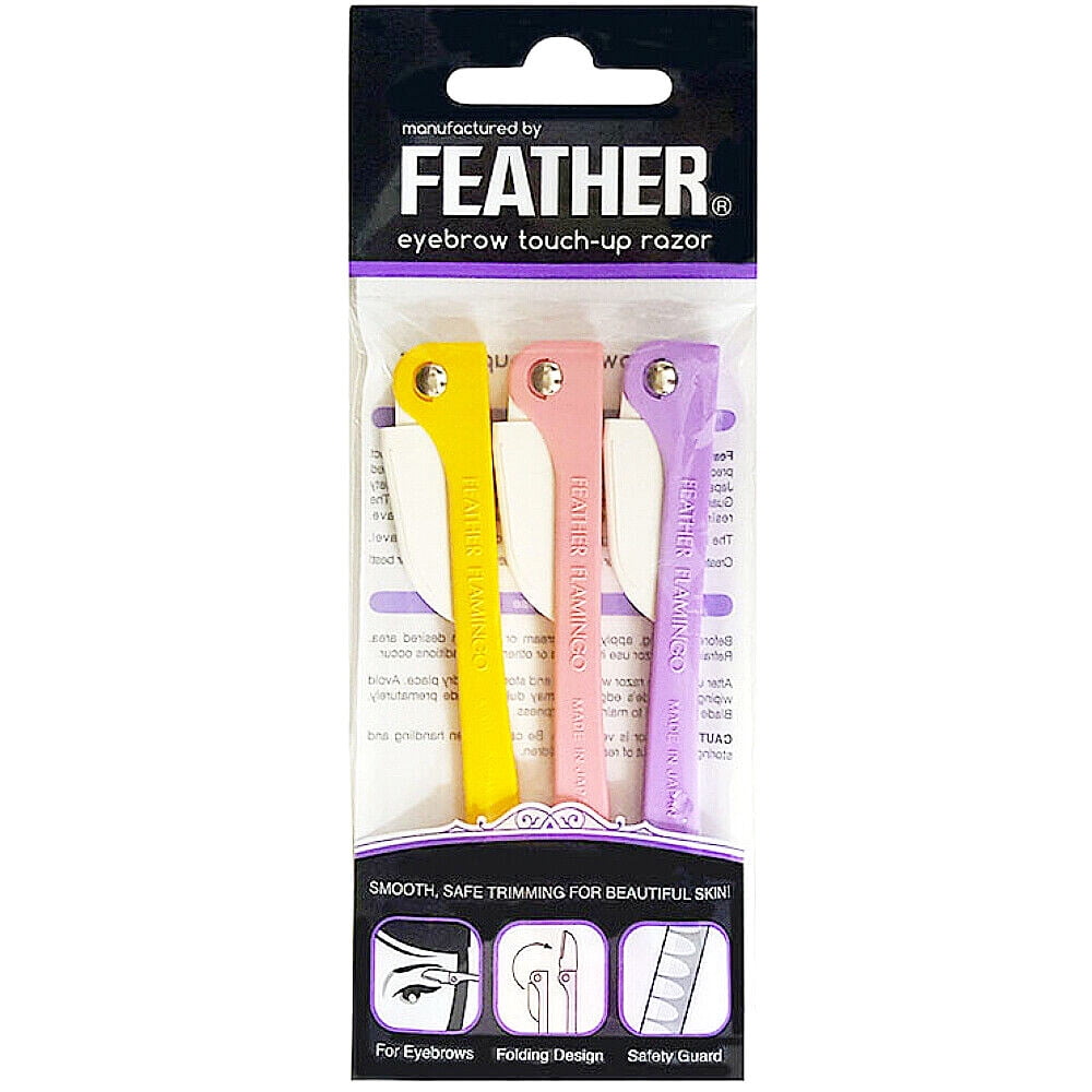 Feather Flamingo Eyebrow Touch-Up Razor 3pcs (RFLM-P) eyebrow shaper
