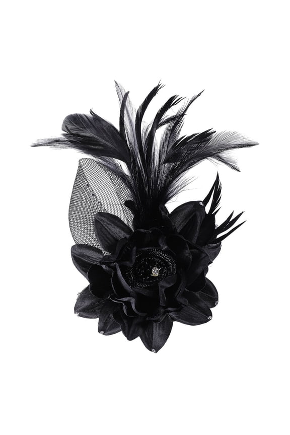 Feather Flower Brooch Flower Hair Clip Lapel Pin Shirt Suit Collar Accessories for Backpack Clothing Badges Black