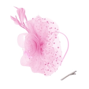 Feather Flower Headband Fluffy Organza Hairband for Parties, Dance, Photos, and Model Shows, Peach