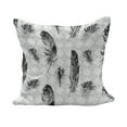 thumbnail image 1 of Feather Fluffy Throw Pillow Cushion Cover, Grunge Plumage on Geometric Inner Squares Sketchy Gothic Background, Rectangle Accent Pillow Case, 36" x 16", Pale Grey Black White, by Ambesonne, 1 of 5