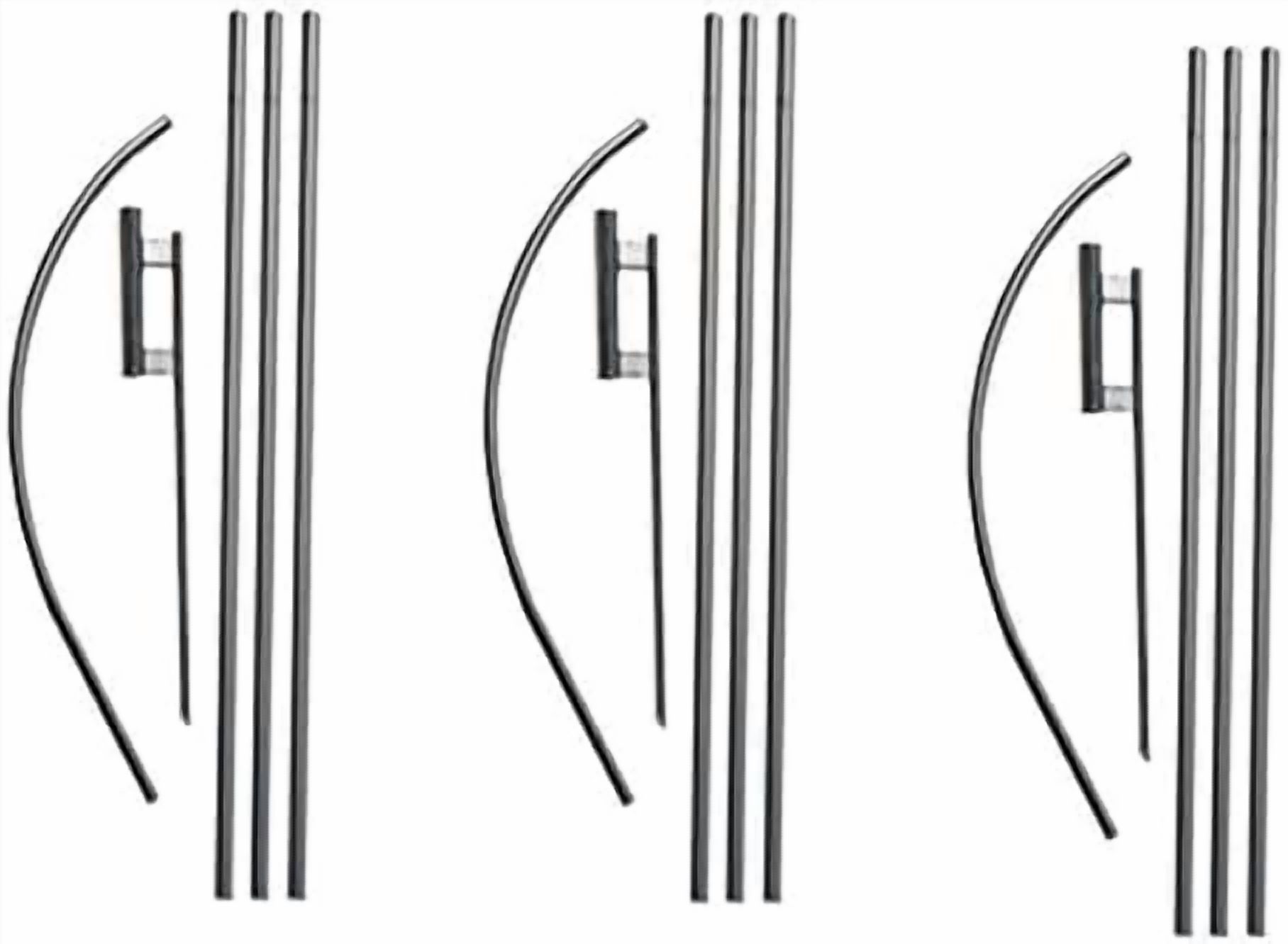 Wind Less Kit Feather Flutter Flag Telescoping Hardware, Three 4 Piece 14ft ...