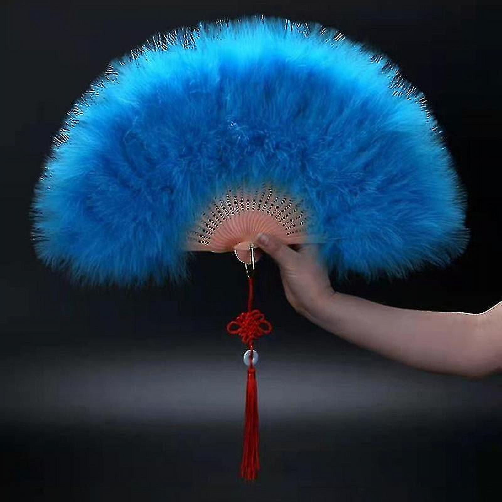 Feather Folding Fan Japanese Sweet Fairy Girl Gothic Court Dance Hand
