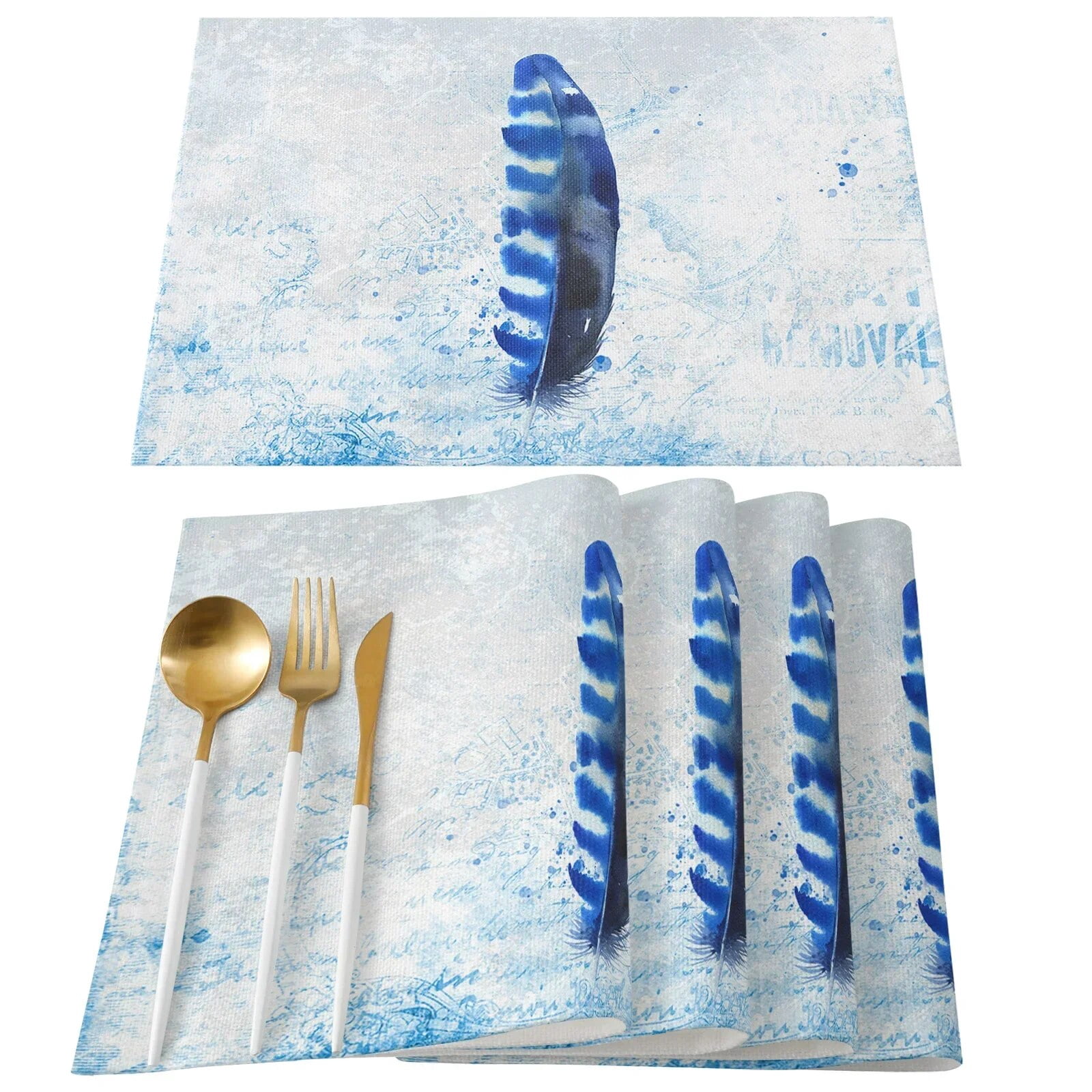 Feather Gradient Table Mat Wedding Holiday Party Dining Placemat ...