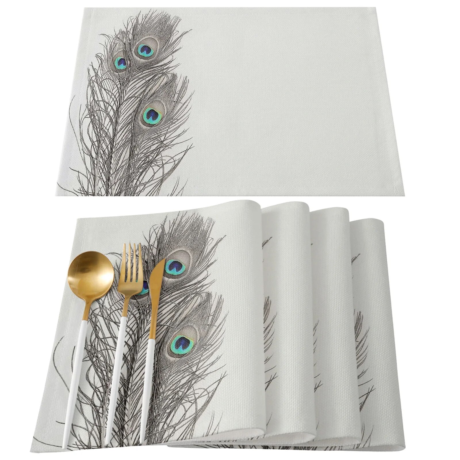Feather Gradient Table Mat Wedding Holiday Party Dining Table Placemat ...