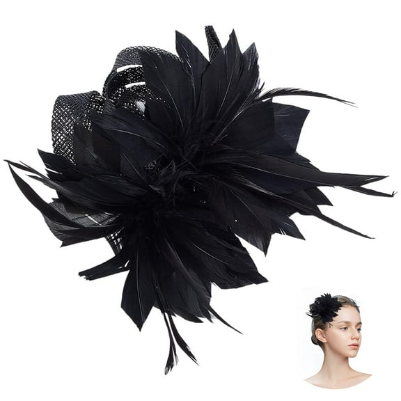 Feather Hair Clip for Women Black 1920s Flapper Headpiece Hair Piece Party Feather Hair Barrettes Vintage Feather Fascinator Hairpin for Cosplay Dancing Party Christmas Costume