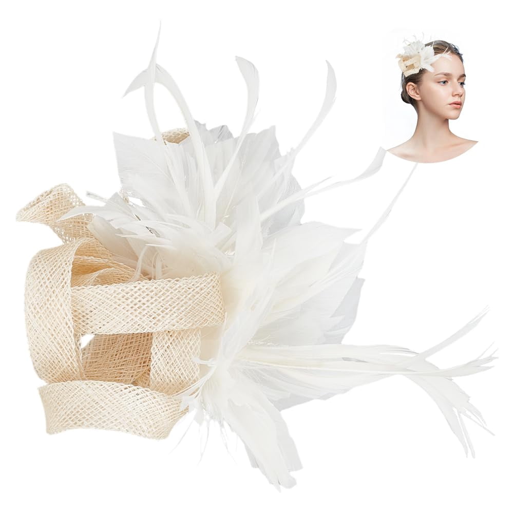 Feather Hair Clip for Women Floral White 1920s Flapper  display picture 1