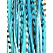 Feather Hair Extension Light Blue Remix 6-12 Feathers for Hair Extensionincludes 2 Silicon Micro Beads.