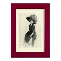 Feather Hat II -Framed Print w/glass-Cherry Red