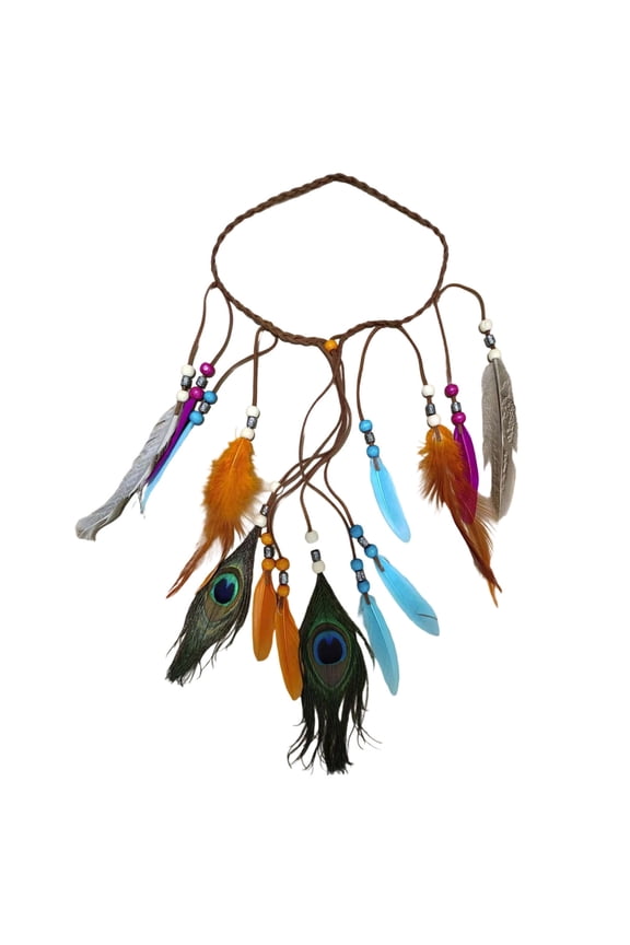 Feather Headband Accessory Boho Hair Rope Festival Hairpiece For Women Girls