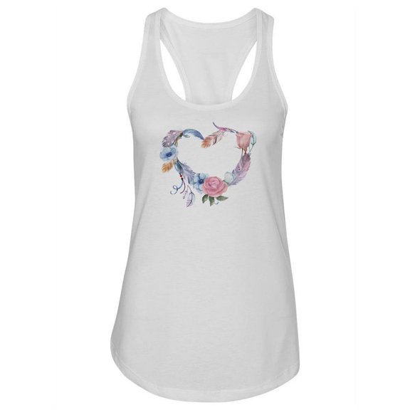 Feather Heart Racerback Tank Women -Image by Shutterstock, Female Small