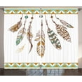 thumbnail image 1 of Ambesonne Mystic Curtains 2 Panel Set, Boho Style Feather Old, 108" x 90", Brown and Mint, 1 of 2