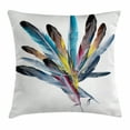 thumbnail image 1 of Feather House Decor Throw Pillow Cushion Cover, Inspirational Bouquet of Types of Colorful Retro Quill Pen Feather Figures, Decorative Square Accent Pillow Case, 20 X 20 Inches, Multi, by Ambesonne, 1 of 2