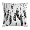 thumbnail image 1 of Feather House Decor Throw Pillow Cushion Cover, Simplistic Hand Drawn Design of Indian Feathers with Grunge Ritual Print, Decorative Square Accent Pillow Case, 16 X 16 Inches, Grey, by Ambesonne, 1 of 1
