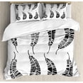 thumbnail image 1 of Feather King Size Duvet Cover Set, Bohemian Style Collection of Feathers Monochrome Arrangement of Ethnic Motifs, Decorative 3 Piece Bedding Set with 2 Pillow Shams, Black and White, by Ambesonne, 1 of 3