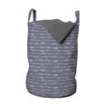thumbnail image 1 of Feather Laundry Bag, Bohemian Themed Pattern with Outline Hippie Item as Horizontal Lines, Hamper Basket with Handles Drawstring Closure for Laundromats, 13" x 19", Purpleblue White, by Ambesonne, 1 of 4