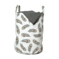 thumbnail image 1 of Feather Laundry Bag, Peacock Feathers Scattered Randomly on a Plain Backdrop, Hamper Basket with Handles Drawstring Closure for Laundromats, 13" x 19", Sand Brown Grey, by Ambesonne, 1 of 4
