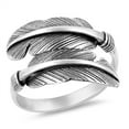 thumbnail image 1 of Feather Leaf Oxidized Double Shank Twist Wave Sterling Silver Ring 925 Jewelry Female Male Size 5, 1 of 4