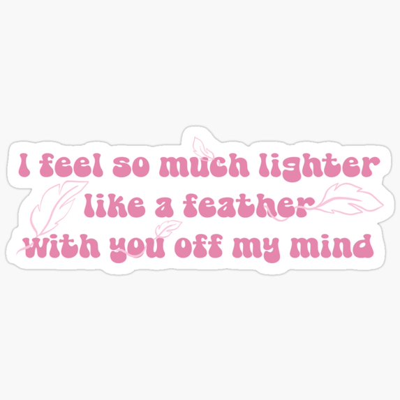 Sticker Lyrics Feather Lyrics Sticker Phone Decal Water Bottle Stickers Car Decals ...