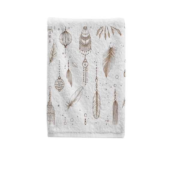 Ryvnso Feather Mandala Hand Towels for Bathroom Cotton Face Towel Decorative 15.5x29.5 inch