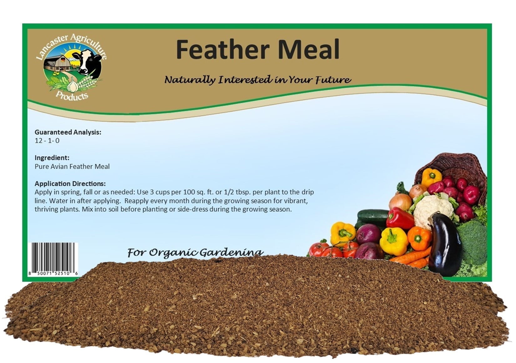 Feather Meal Fertilizer 16 Pounds for Gardens, Containers, Trees, Shrubs, Row Crops, Perfect for Corn, Tomatoes, Fall Harvested Vegetables - Lancaster Agriculture Products
