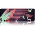 thumbnail image 1 of Feather Mouse Pad for Desk, 31.5 x 11.8 Large Mouse Mat Gaming for Computer Laptop, Cute Elk Butterfly Mice Pad Nature Rubber Base Non Slip Mousepad Waterproof for Home Table, Grey Red, 1 of 6