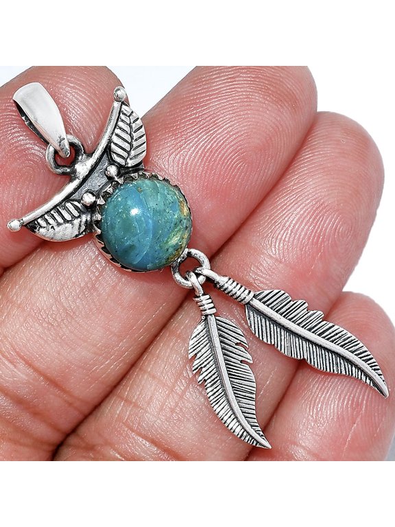 Feather - Natural Peruvian Opalina 925 Sterling Silver Pendant Jewelry P-1284 SDP152891
