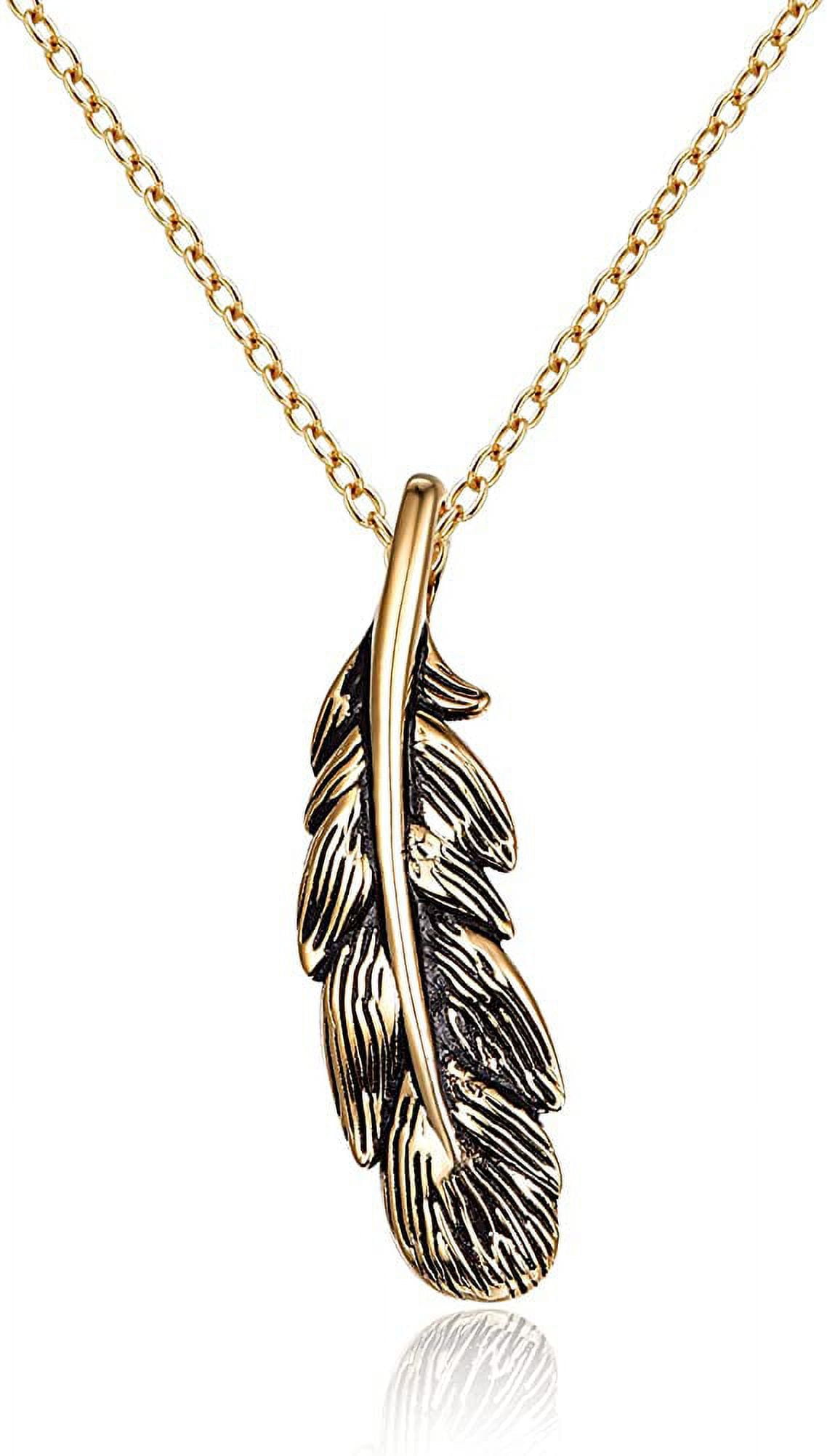 Feather Necklace 925 Sterling Silver Feather Feather Pendant Necklace, 18 Feather Necklace 925 Sterling Silver Feather Feather Pendant Necklace, 18