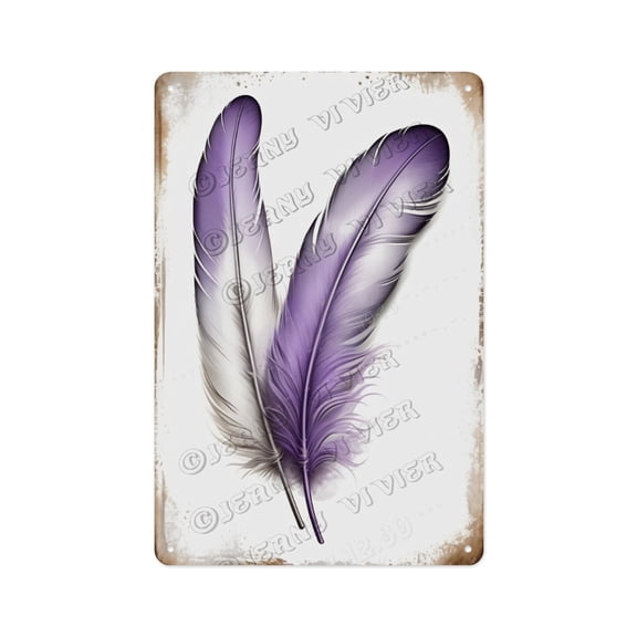 Feather Novelty Metal Sign 8x12 Inches - Stylish Feather Decor, Perfect for a Boho-Chic Room or Office