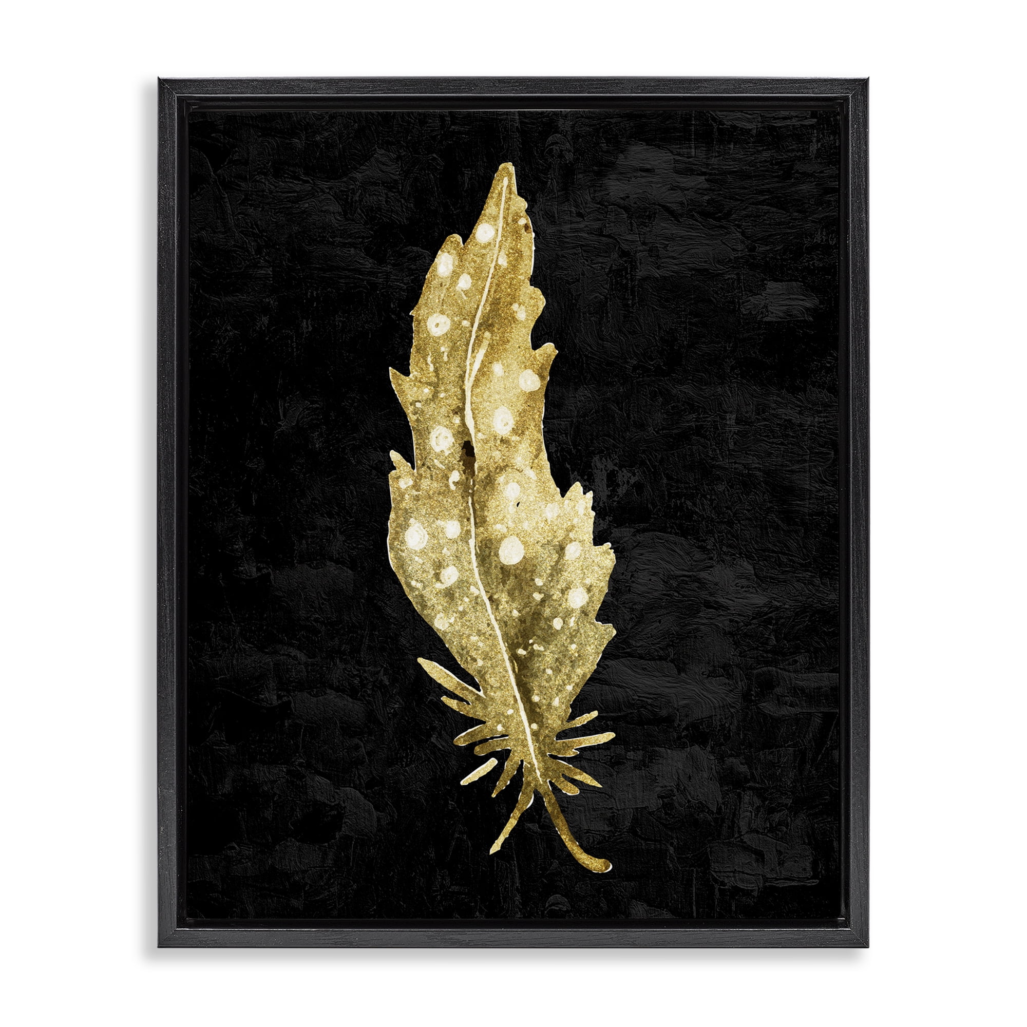 Feather On Black Black Framed Floater Canvas Wall Art, design by Kim Allen