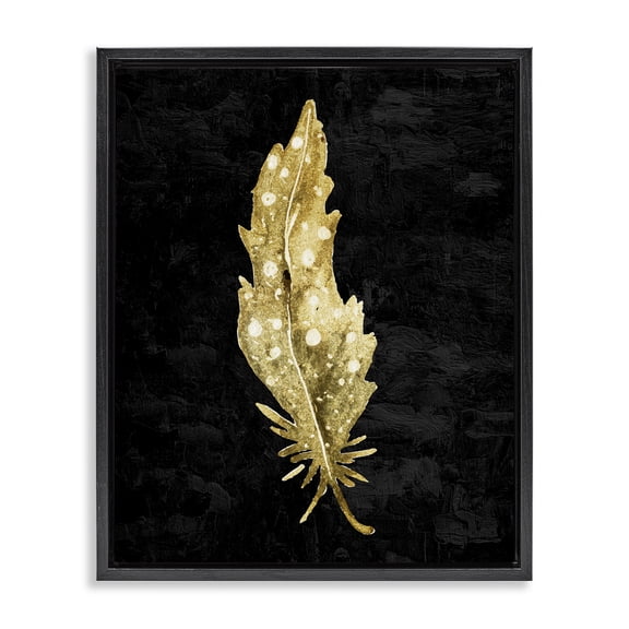 Feather On Black Black Framed Floater Canvas Wall Art, design by Kim Allen