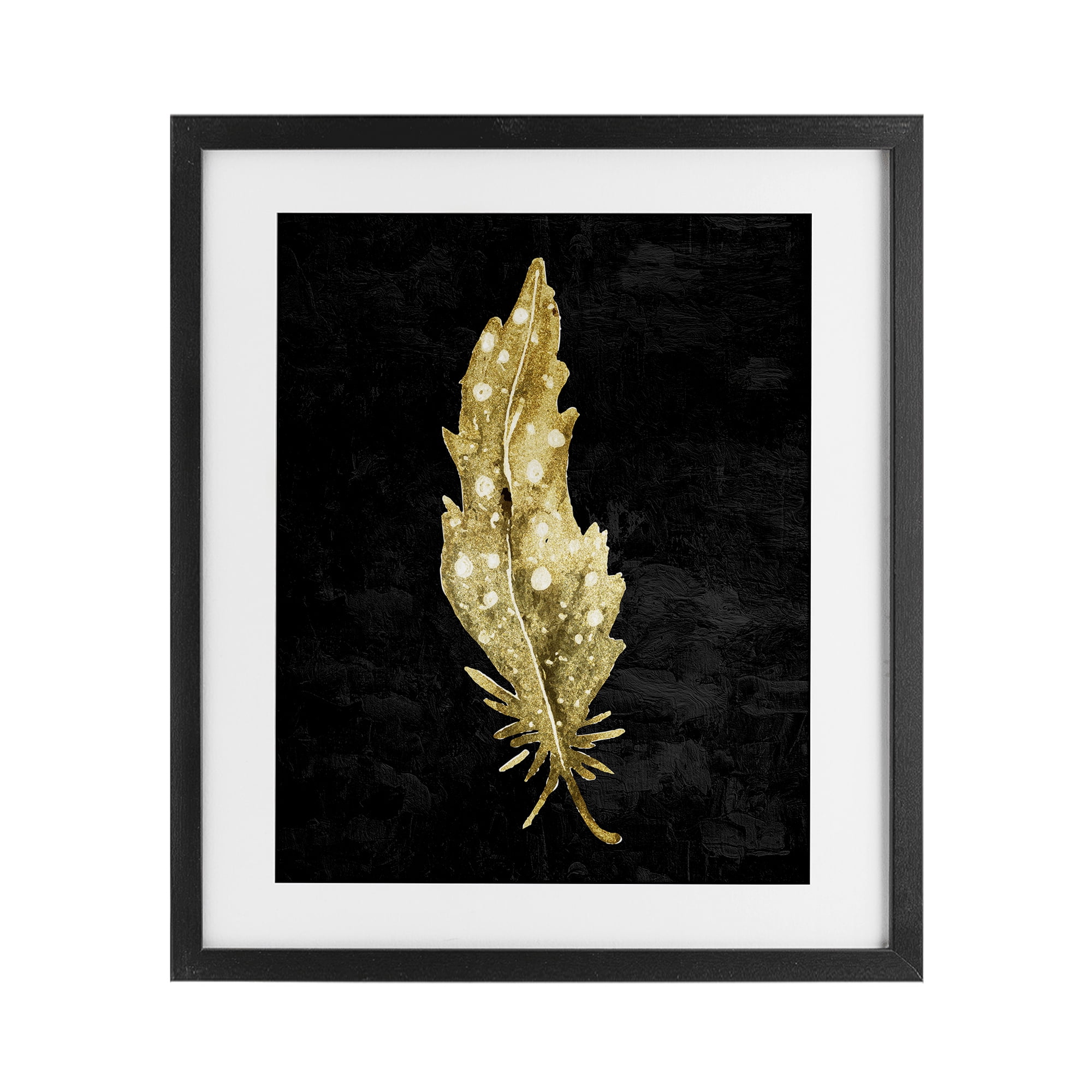 Feather On Black Black Framed Print Under Glass, design by Kim Allen