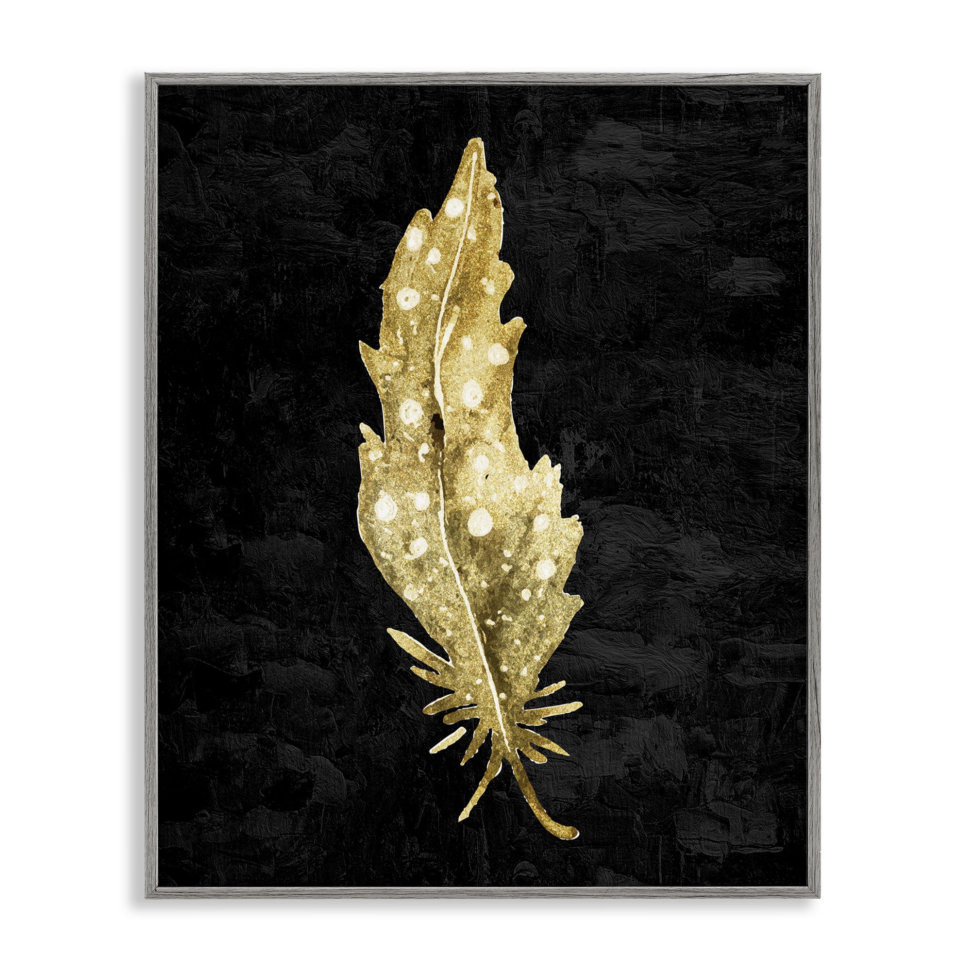 Feather On Black Gray Framed Giclee Art, design by Kim Allen