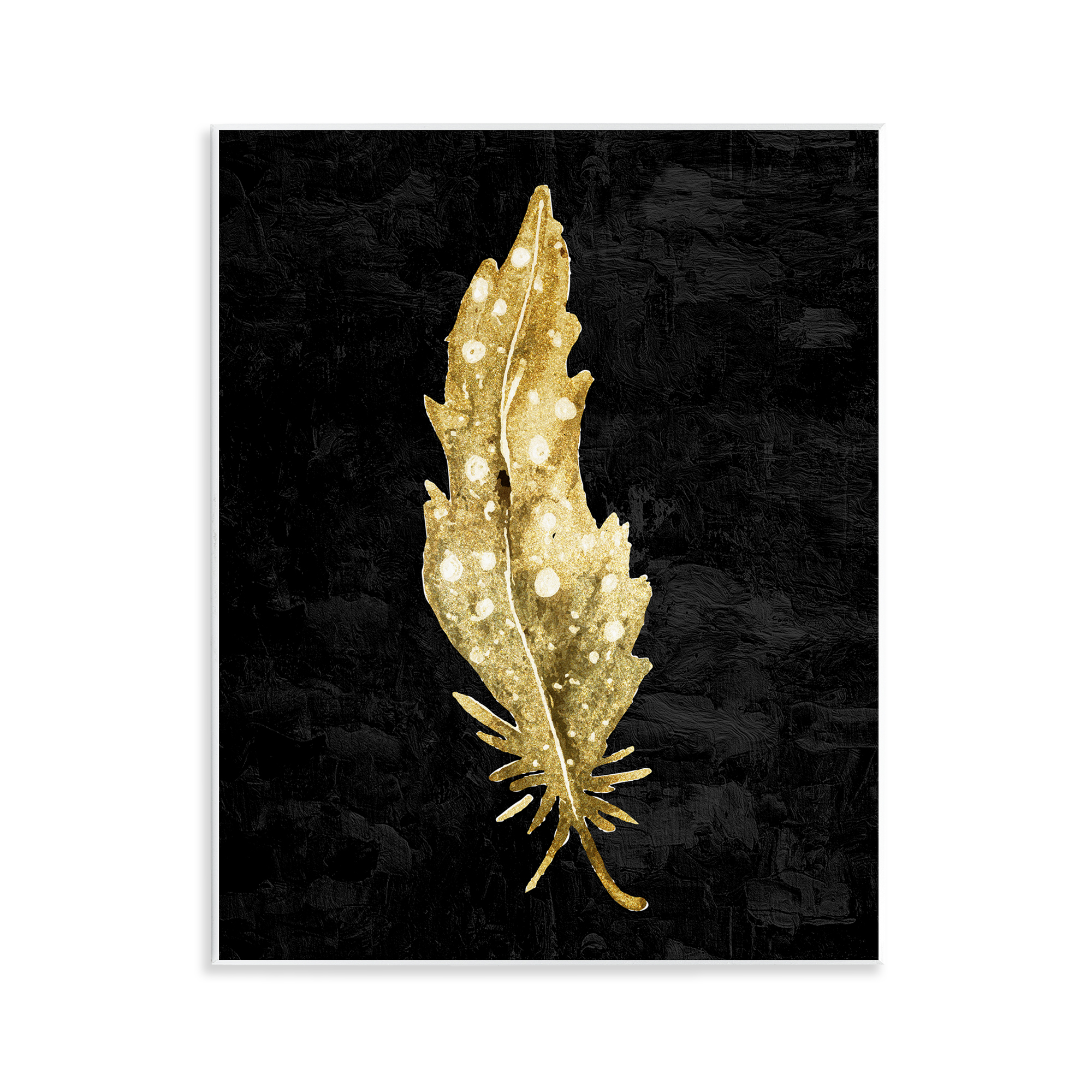 Feather On Black Wall Plaque Art, design by Kim Allen