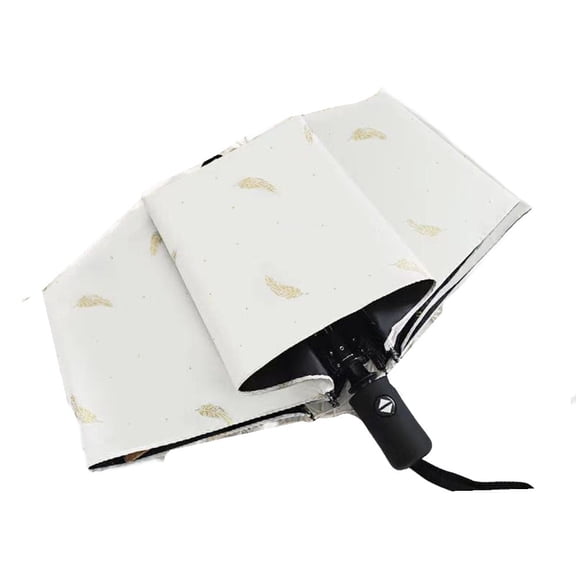 Feather Pattern Auto Umbrella - 95cm Windproof Sun & Rain Protection