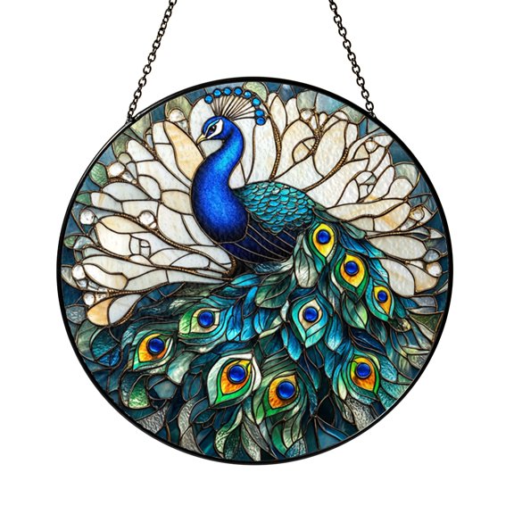 Feather Pattern Glass Style Window Hanging – Home Decoration