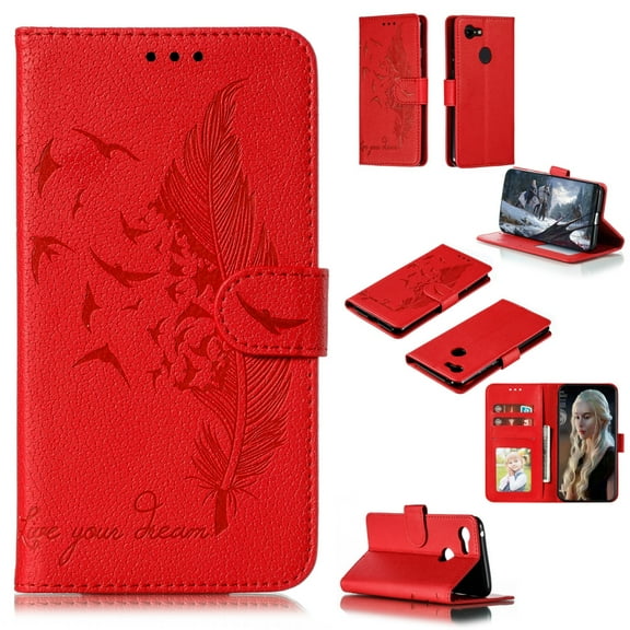 Feather Pattern Litchi Texture Horizontal Flip Leather Case with Wallet & Holder & Card Slots
