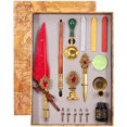 thumbnail image 1 of Feather Pen Set Exquisite Quill Pen and Ink Kit with Wooden Dip Pen Stamp Melting Spoon Candle Letter Opener Pen Nibs Wax Stick and Pen Holder Feather Calligraphy Pen Set for Handwriting Lovers Gift, 1 of 9