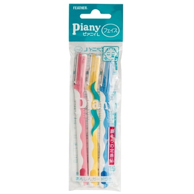 Feather Piany L Razor With Guard For Face Shaving 3pcs (PI-L)