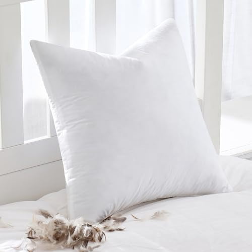 Feather Pillow Insert 30x30, Decorative Down Feather Fluffy Throw Pillow Cotton Fabric for Living Room Sofa Bed