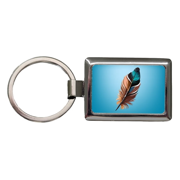 Feather Pretty Metal Rectangle Keychain