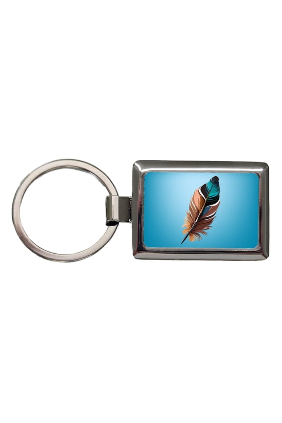 Feather Pretty Metal Rectangle Keychain