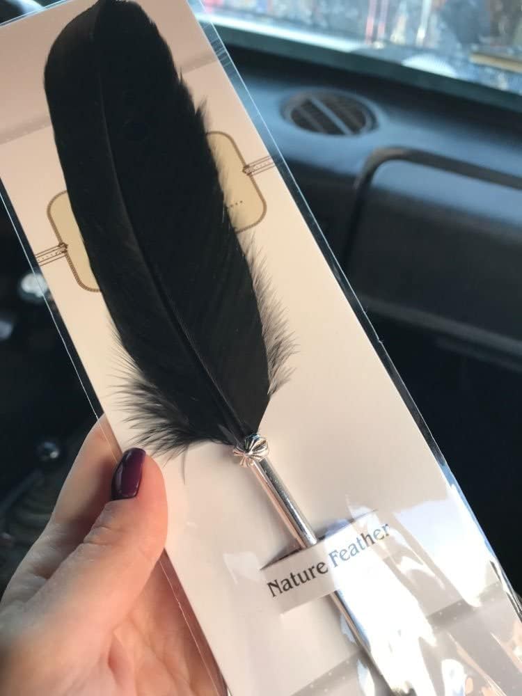 Feather Quill Ballpoint Pens,Black Ink Vintage Feather Quill Refined Plated