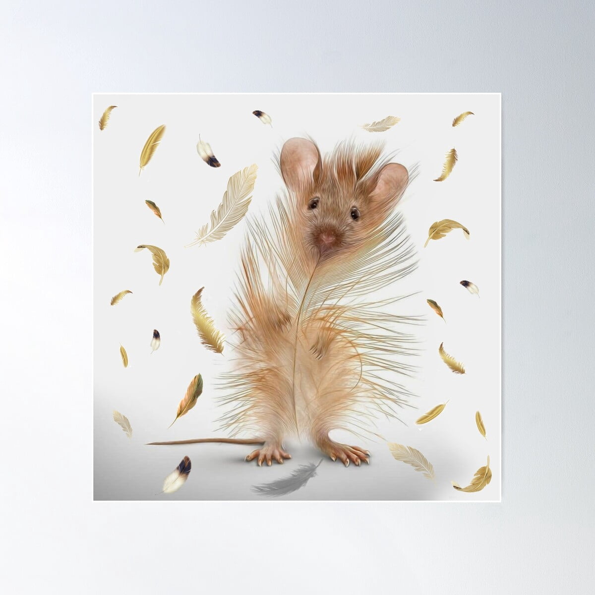 Feather Rat Poster Wall Art, Modern Wall Decor For Living Room Bedroom ...