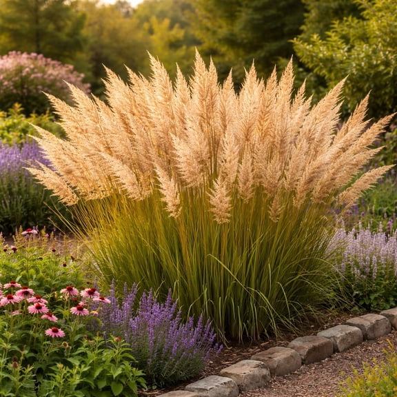 Feather Reed Grass Plug  Calamagrostis x acutiflora Karl Foerster  Hardy Ornamental Perennial Grass  Tall Upright Plumes  Full Sun Garden Plant (5 Plugs)
