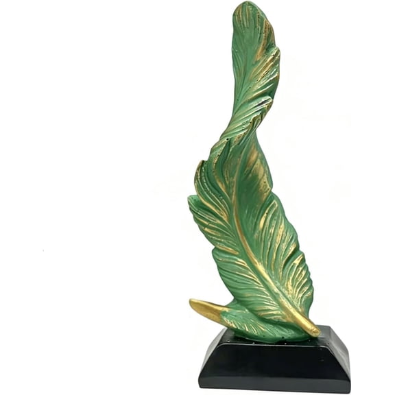 Feather Resin Sculpture with Stand for Home Office Decor