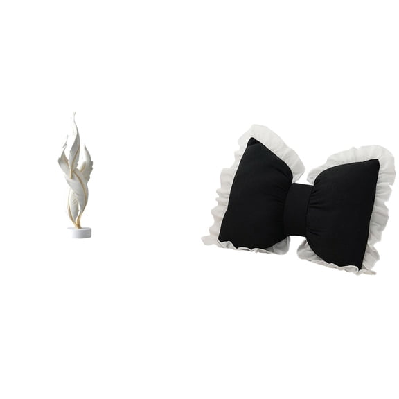 Feather Sculpture Decorative Figurine Bow Cushion Soft PP Material Ideal for Home Office Study Room Shelf Decoration